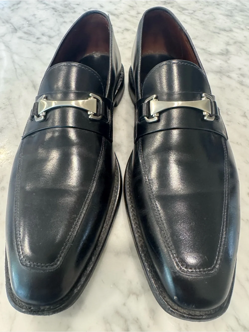 Allen Edmonds Black Leather Bit-Detail Loafers Burbank